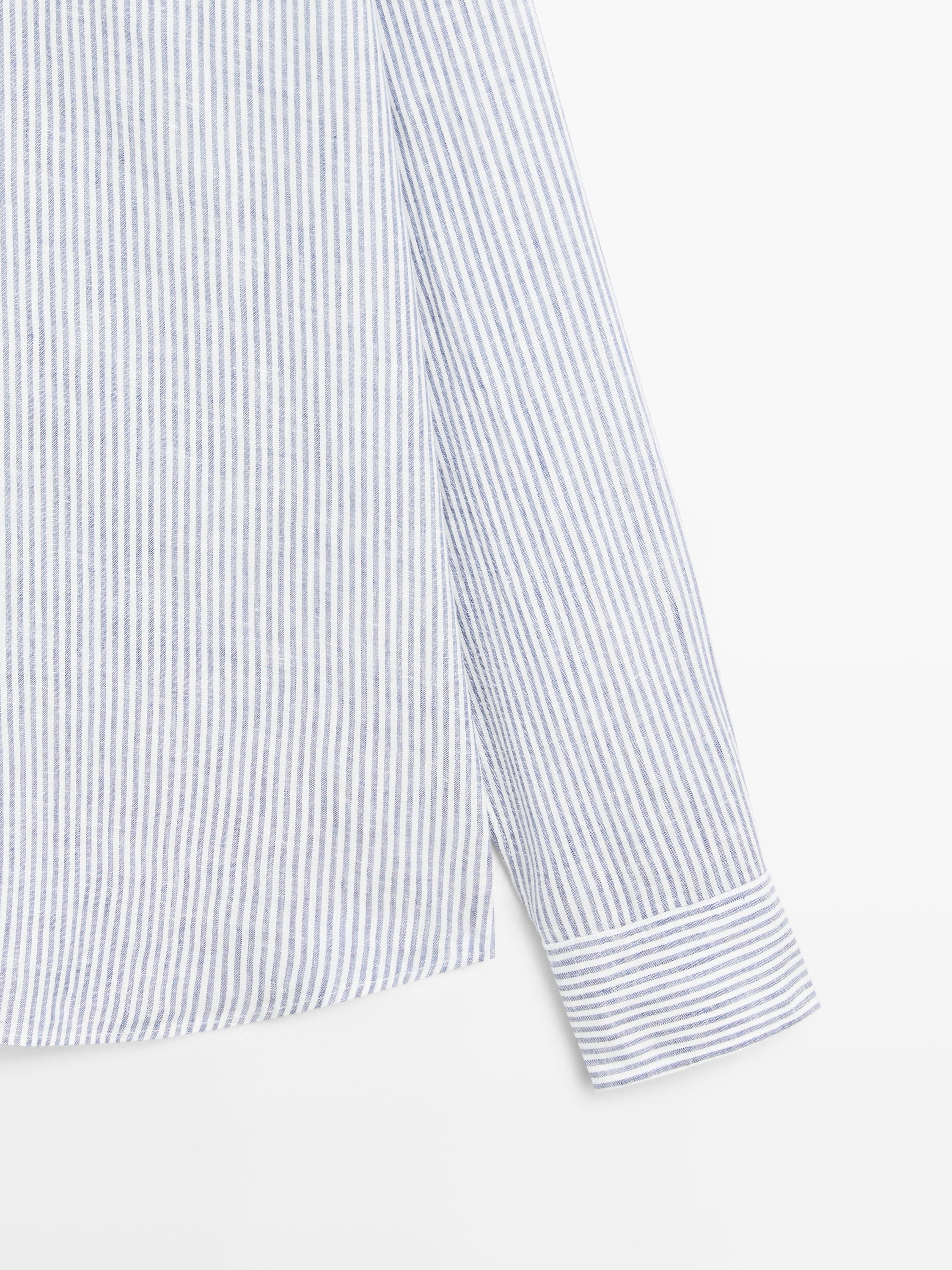 Striped slim fit linen shirt